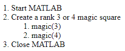 A numbered list with three items. A numbered sublist is nested under the second item of the top-level list.