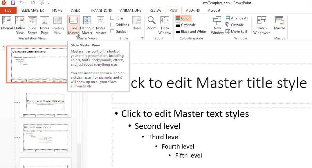 PowerPoint Slide Master view
