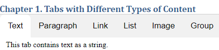 The first tab, for the text content, has a white background to indicate that it is selected. The other tab labels are visible and have a gray background.