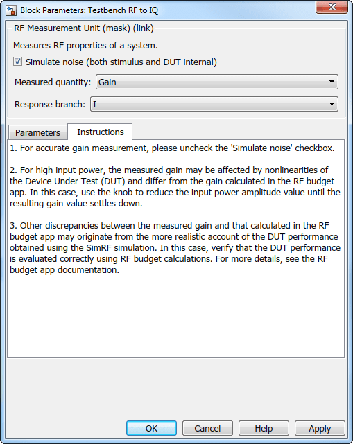 RF Measurement Unit mask displaying Instruction tab.