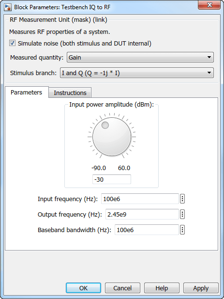 RF Measurement Unit mask Parameters tab.