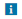 The letter "i" inside a blue rectangle.