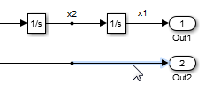 Highlighted signal line in a Simulink canvas