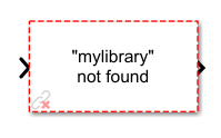 The block icon indicates that the library is not found.