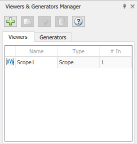Viewers and Generators Manager pane