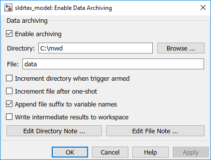Image of enable data archiving window