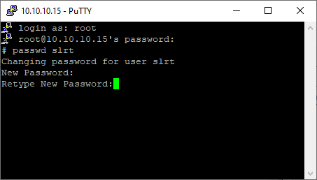 Image of password command in PuTTY session