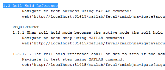 Highlighted text that links to a requirement