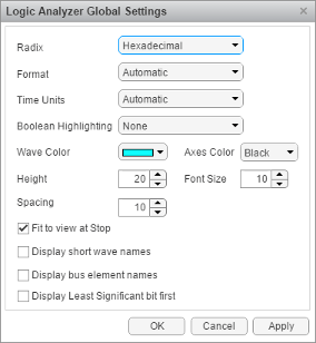 Logic Analyzer settings window