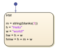 Stateflow chart that uses the blanks operator in a state.