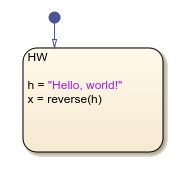 Stateflow chart that uses the replace operator in a state.