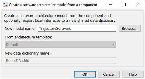 Create a software architecture model named Trajectory Software from a component.
