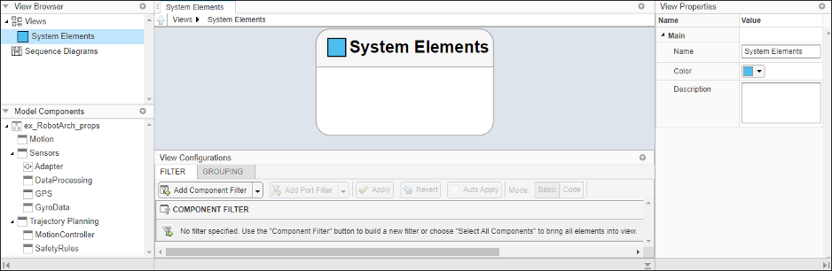 A new view named System Elements.