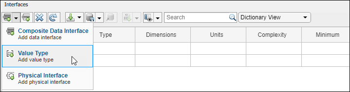 Add value type option in Interface Editor.