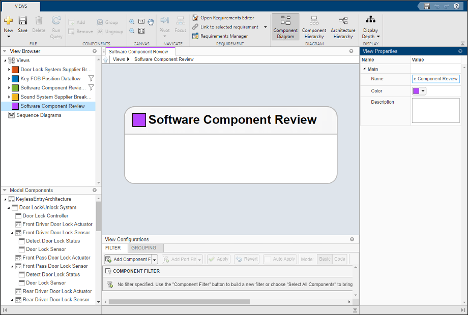 A new view called software component review.