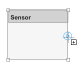 Adding a component port to the right side of the Sensor component. The port displays as a light blue outline until you commit to it.
