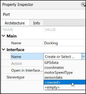 An owned interface in the Property Inspector.