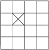 Four-by-four grid with "X" over the square in the second column of the second row, representing local minima.