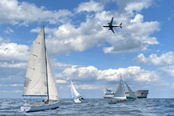 Image of boats and a plane