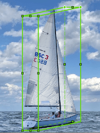 cuboid containing image of boat