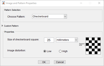 Checkerboard pattern settings