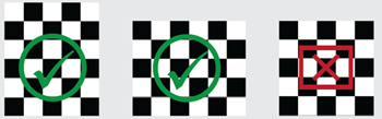 5-by-6 checkerboard, 6-by-5 checkerboard, and 5-by-5 checkerboard