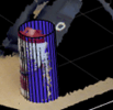 Point cloud depicting objects with a cylinder rendered around cylinder shape
