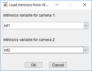 Load intrinsics from Workspace dialog box